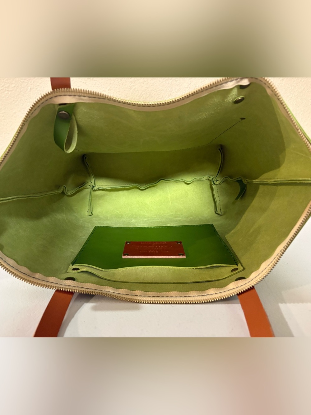 Portland Leather Goods PLG Green Apple Large Zip Tote BNNU No Tags - Picture 4 of 14